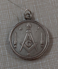 Vintage Masonic FreeMason Round Pure 999 Fine Silver Pendant Charm picture