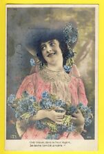 cpa 1906 FANCY ROMANTIC FRENCH POSTCARD BLUEETS to Louis CARRILFON d'AUBAGNE picture
