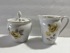 VTG  KAHLA PORCELAIN GERMANY Yellow Rises Creamer And Sugar Bowl picture