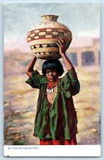 Oilette Postcard An Apache Indian Girl With Jug Tuck c1905 Antique Unposted picture