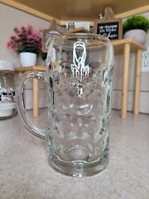 Rare VTG Embossed Lowenbrau Munchen 1 Liter Dimpled Clear Glass Beer Stein Mug picture