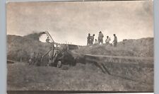 THRESHING SCENE c1910 real photo postcard rppc antique farm harvest machine crew picture