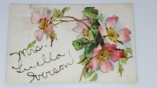 postcard Embossed orchids Mrs. Luella Iverson in glitter picture