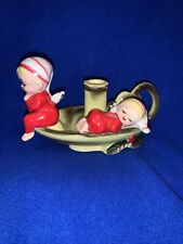 Vintage Kreiss Christmas Candle Holder Sleeping Baby Cherub Angels Figurine FLAW picture