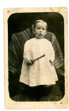 Antique RPPC Studio Shot Boy Dress Holding A Stick AZO 1904-18 picture