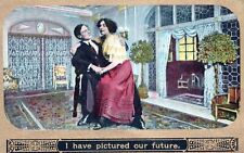 I Have Pictured Our Future Couple Gold Border Divided Back Vintage Postcard picture