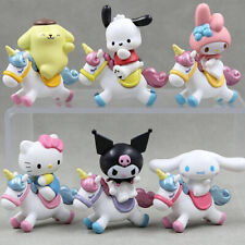 6pcs Kuromi My Melody Cinnamoroll on Horse Figures Hello Kitty Pochacco Doll Toy picture