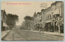 Macomb IL~North Randolph Street~Half-Moon Sign~JC Smith Paints & Glass~c1910 PC picture