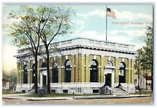 c1920's Post Office Exterior Roadside Sterling Illinois Unposted Flag Postcard picture