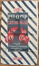 QUAKER OATS Vintage FUL-O-PEP Laying Mash 100lb Cloth Sack FIGHTING ROOSTERS picture