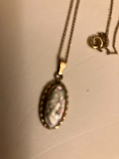 vintage estate 1/20 12 kt small cameo pendant chain necklace picture