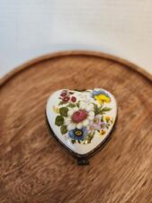 Beautiful Flower porcelain Heart Shaped Trinket/ pill box picture