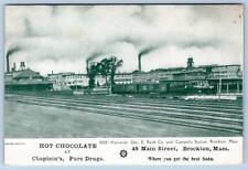 BROCKTON MA CHAPLAIN'S PURE DRUGS HOT CHOCOLATE THE BEST SODA Pre-1908 POSTCARD picture