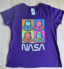 (LG) NASA Vibes Astronaut Shirt WARHOL Inspired Purple Neon Graphic Tee NWT picture