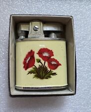 Vintage CMC Continental Small Cigarette Lighter Poppy Flowers New In Box picture