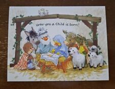 Vintage  Suzy's Zoo Christmas postcard, nativity scene postcard, unused picture