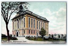 c1910's Town Hall Exterior Roadside Greenwich Connecticut CT Trees Postcard picture