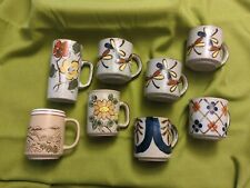 8 MCM Vtg  Otagiri Japan Speckled Stoneware Mugs Dragonfly Floral & Scenery  picture