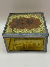 Vintage Pressed Floral And Glass Trinket Box picture