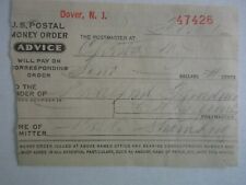US Postal Money Order Advice 1909 Dover, New Jersey #47426 picture