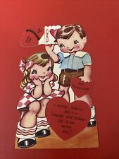 VTG A-Meri-Card Valentine  Rosy Cheek Boy & Girl You Stand So High With Me picture
