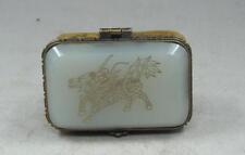 Vintage Handmade Old chinese white Jade Carving dragon Jewelry Box picture