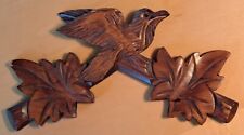 Vintage German Hand Carved Wooden Bird & Leaves Cuckoo Clock Topper ~  7
