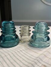 Lot of 3 - Vintage Blue Glass Insulators; Hemingray 40, Whitall Tatum picture