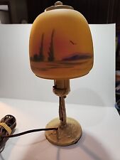 Antique Reverse Painted Lamp 12.5 Inches Tall. picture