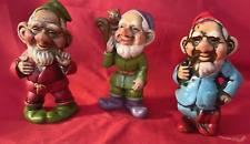 3 Vintage Gnomes, Dwarf, Elf Figurines, Hang or Stand, Fairy Garden Small picture