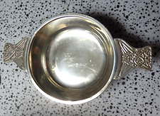 Vintage Scottish Quaich Co Pewter Toasting Bowl with Celtic Detail on Handles picture