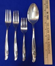 Rogers & Bro Silver Plate Exquisite 1957 Tablespoon Salad & Dinner Fork Lot of 4 picture