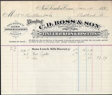 NEW LONDON, CT ~ C. D. BOSS & SON, MFRS. OF CRACKERS & BISCUITS ~ BILLHEAD 1891 picture