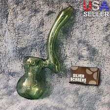 Small Elegant Emerald Green Water Pipe Tobacco Smoking Herb Glass Travel Size picture