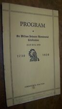 1738-1938 SIR WILLIAM JOHNSON NY BICENTENNIAL CELEBRATION HISTORY PROGRAM picture