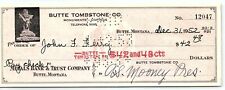 1952 BUTTE MONTANA BUTTE TOMBSTONE CO METALS BANK & TRUST COMPANY CHECK Z1649 picture