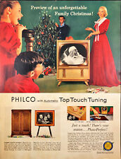 1955 Philco Television Print Ad Family Christmas Gift Family Decorating Tree picture