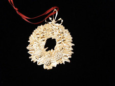  Lenox Kirk Stieff Gold Plated Pewter Wreath  Ornament 1995 2.75