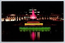 Unposted Postcard Pittsburgh PA Greater Pittsburgh Airport Fountain at Night picture
