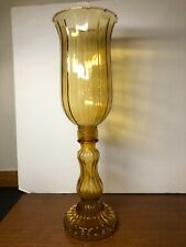 Vintage Amber Gold Candle Holder 1930's Art Deco Depression Glass 17 1/2