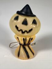 Vintage Empire 1969 Plastic Halloween Blow Mold Pumpkin on Haystack Jack Lantern picture