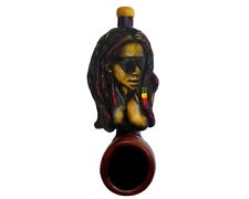 Sexy Rasta Woman Handmade Tobacco Smoking Small Hand Pipe Reggae Sunglasses Girl picture