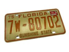 1975 Florida License Plate Vintage Auto Garage Decor Orange County 7 W 80702 picture