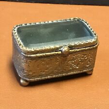 French Napoleon III Era Beveled Glass Jewelry Casket Box  Miniature picture
