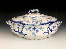 Antique Ridgways “ Chiswick” Flow Blue Oval Tureen & Lid Made In England picture