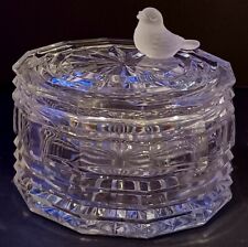 Crystal Lidded Container With Frosted Bird On Top picture