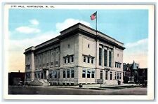 c1920's City Hall Building US Flag Classic Car Huntington West Virginia Postcard picture