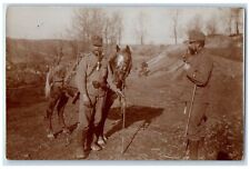 c1910's Army Soldier Pipe Horse Europe WWI RPPC Photo Unposted Antique Postcard picture