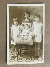 Postcard RPPC Family Children Baby Sisters Studio Real Photo PC picture