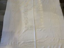 Vintage Rectangle Tablecloth, Linen Rayon Blend, Antique White, Woven Design picture